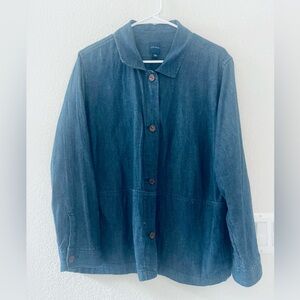 J. Jill Indigo Denim Chambray Shirt Jacket, XLP